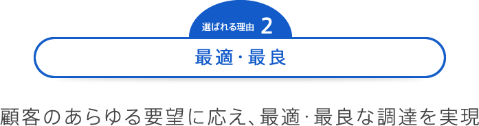 選ばれる理由2 最適・最良 顧客のあらゆる要望に応え、最適・最良な調達を実現